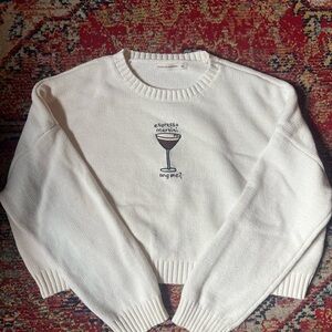moon & madison White Sweater with Espresso Martini Design